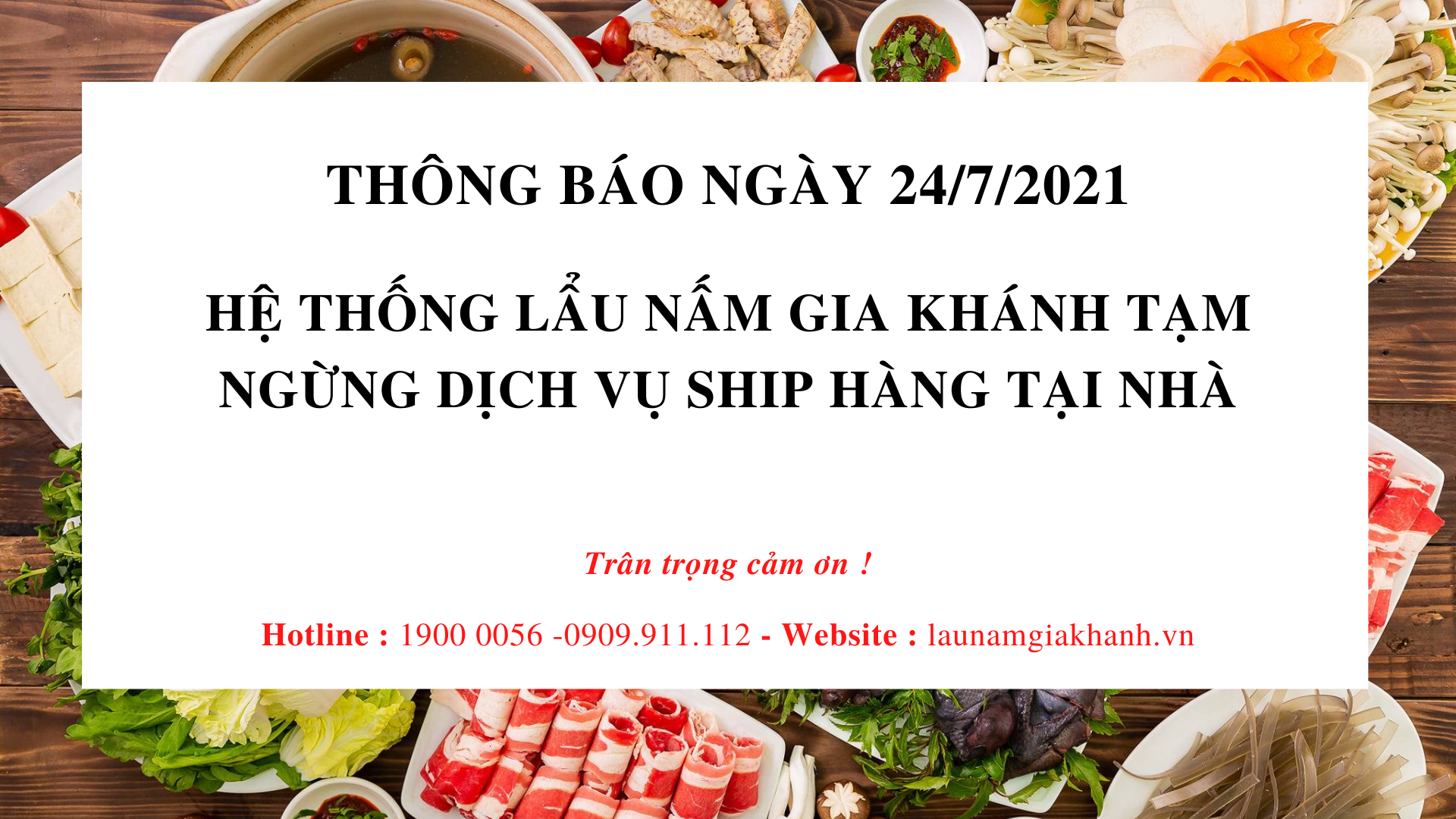 THÔNG BÁO NGÀY 24/7/2021