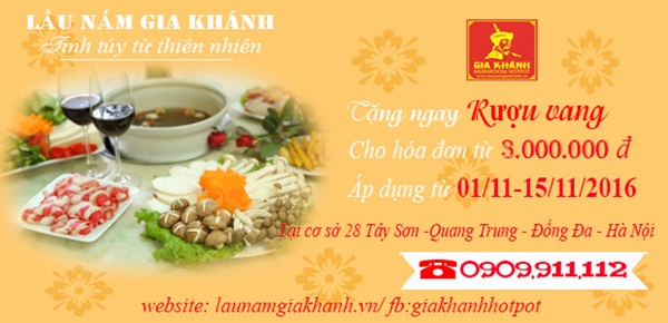 Tháng 11 và rượu vang tại Lẩu Nấm Gia Khánh